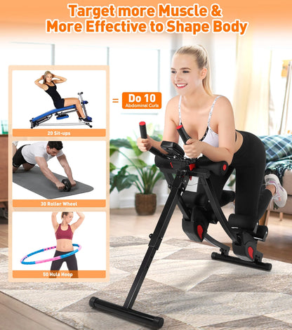 Adjustable Resistance Ab Machine for Home Gym - Height Adjustable, Foldable Fitness Equipment with 440 lbs Weight Capacity