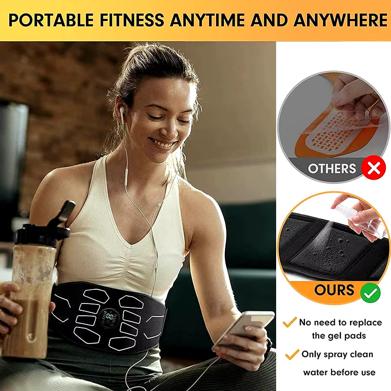EMS Abdominal Toning Belt - Electric Muscle Stimulation Device for Muscle Toning, Portable Fitness Massager, Waist Trainer for Body Slimming and Shaping