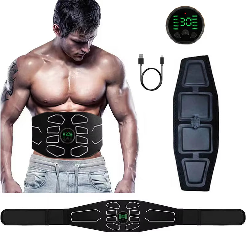 EMS Abdominal Toning Belt - Electric Muscle Stimulation Device for Muscle Toning, Portable Fitness Massager, Waist Trainer for Body Slimming and Shaping