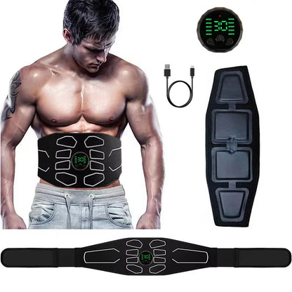 EMS Abdominal Toning Belt - Electric Muscle Stimulation Device for Muscle Toning, Portable Fitness Massager, Waist Trainer for Body Slimming and Shaping