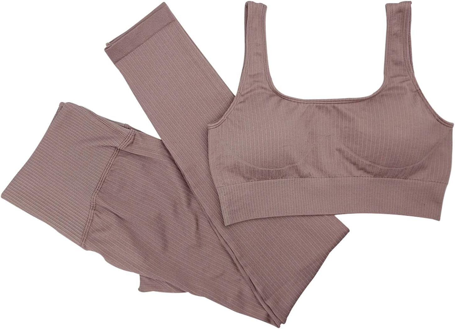 Women’s 2-Piece Ribbed Seamless High Waist Yoga Set - Summer Sports Gym Tracksuit