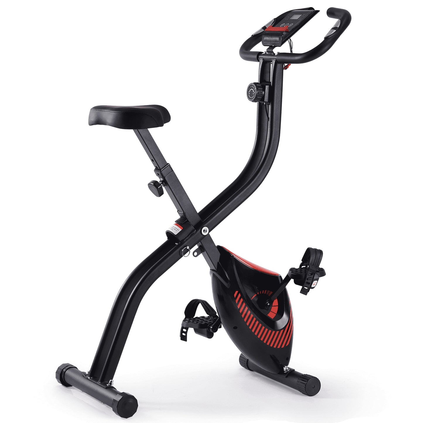 Folding Recumbent Exercise Bike with LCD Monitor and Phone Holder - Portable Home Fitness Machine
