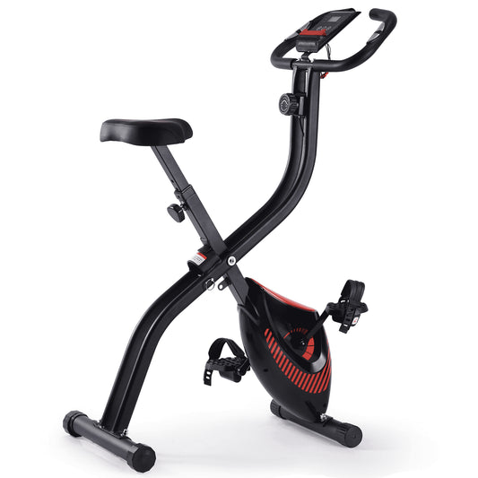 Folding Recumbent Exercise Bike with LCD Monitor and Phone Holder - Portable Home Fitness Machine