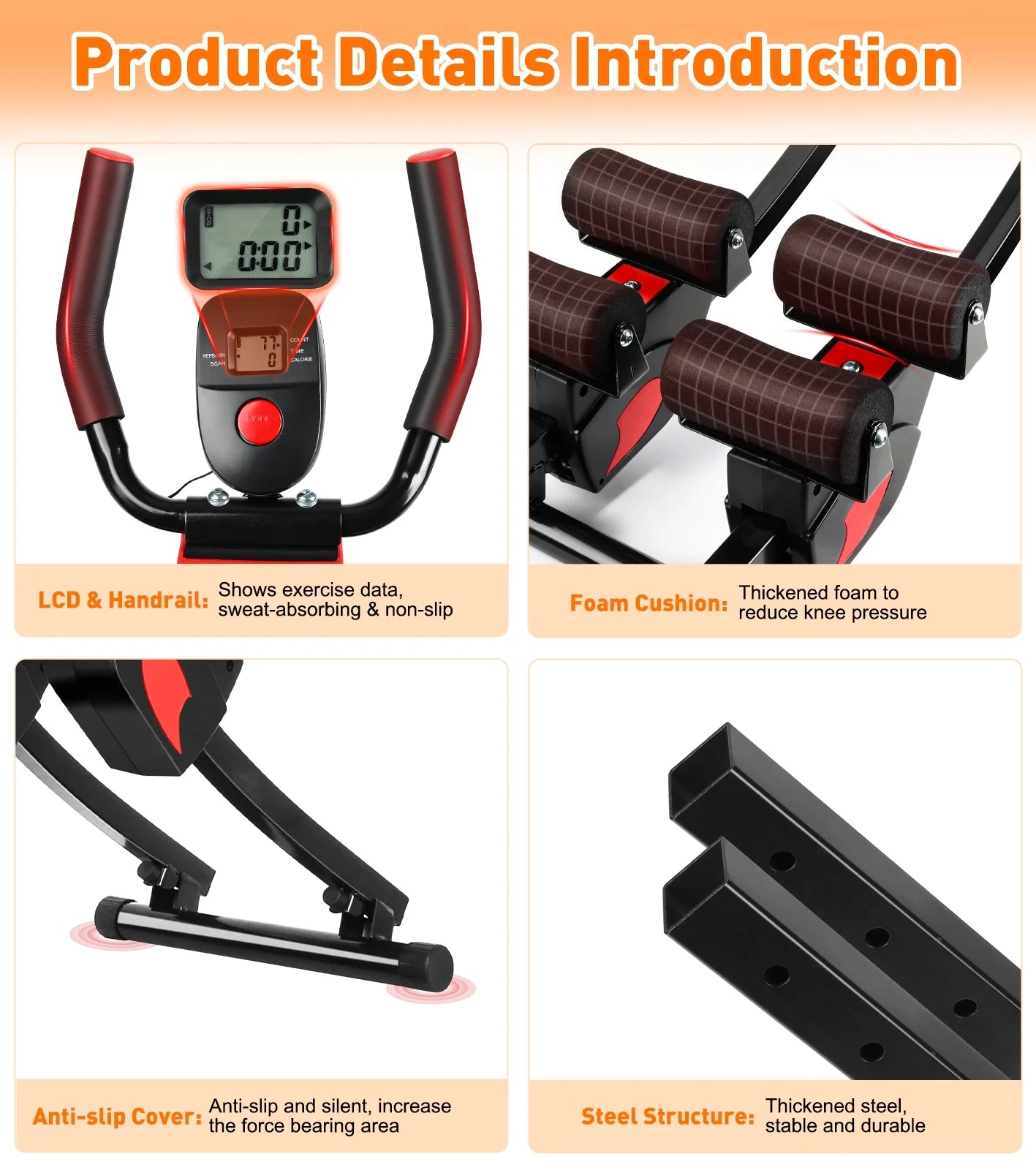 Adjustable Resistance Ab Machine for Home Gym - Height Adjustable, Foldable Fitness Equipment with 440 lbs Weight Capacity