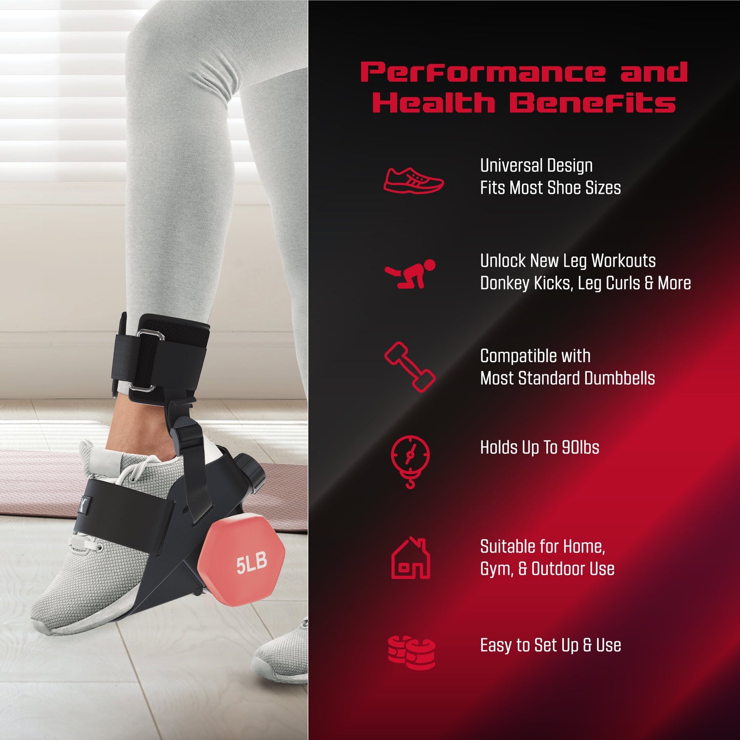 Anklebell Adjustable Ankle Weights Adapter for Dumbbells - Single Unit