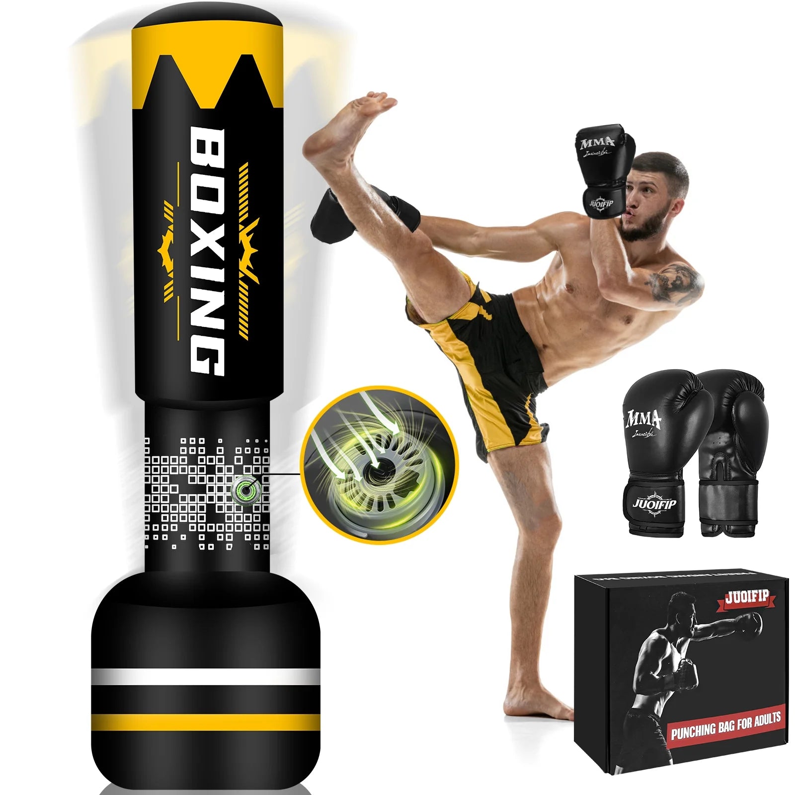 Professional Freestanding Heavy Bag for Adults - Inflatable Kickboxing and Boxing Training Equipment