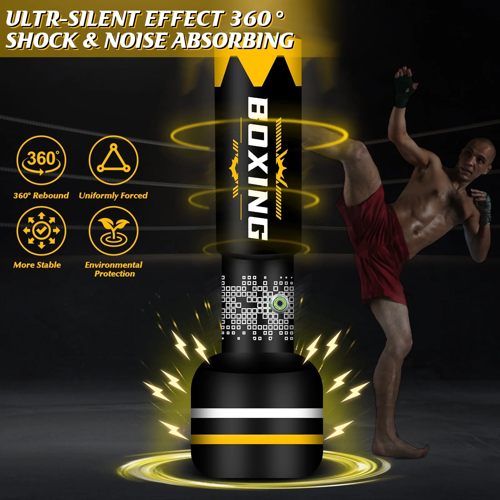 Professional Freestanding Heavy Bag for Adults - Inflatable Kickboxing and Boxing Training Equipment