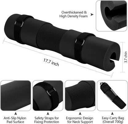 Barbell Pad for Squats and Hip Thrusts, Removable Cushion for Weight Bar Support and Protection