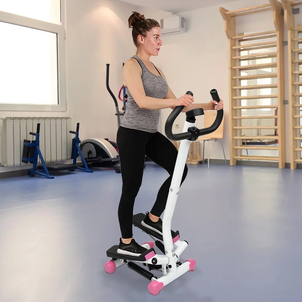 Mini Aerobic Stepper with Handle - Pink Stair Climber Fitness Machine