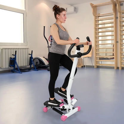 Mini Aerobic Stepper with Handle - Pink Stair Climber Fitness Machine
