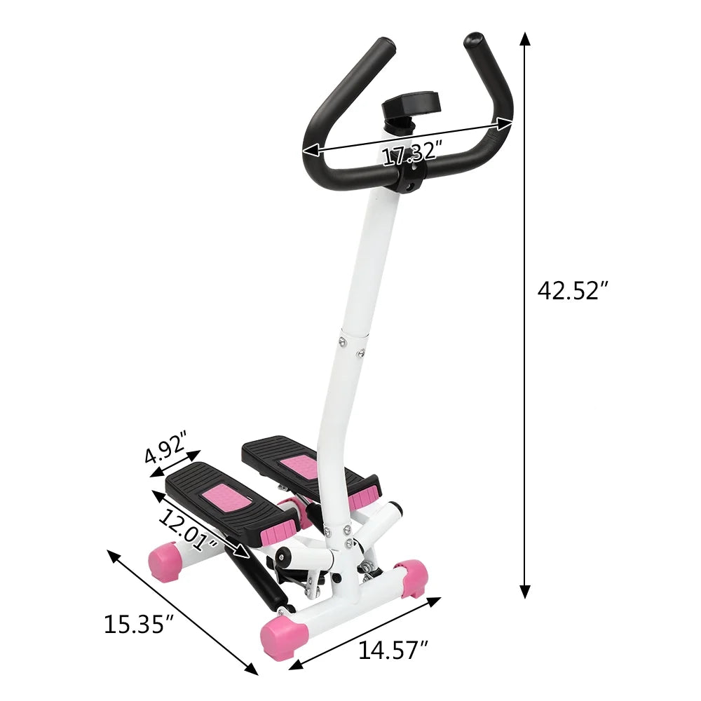 Mini Aerobic Stepper with Handle - Pink Stair Climber Fitness Machine
