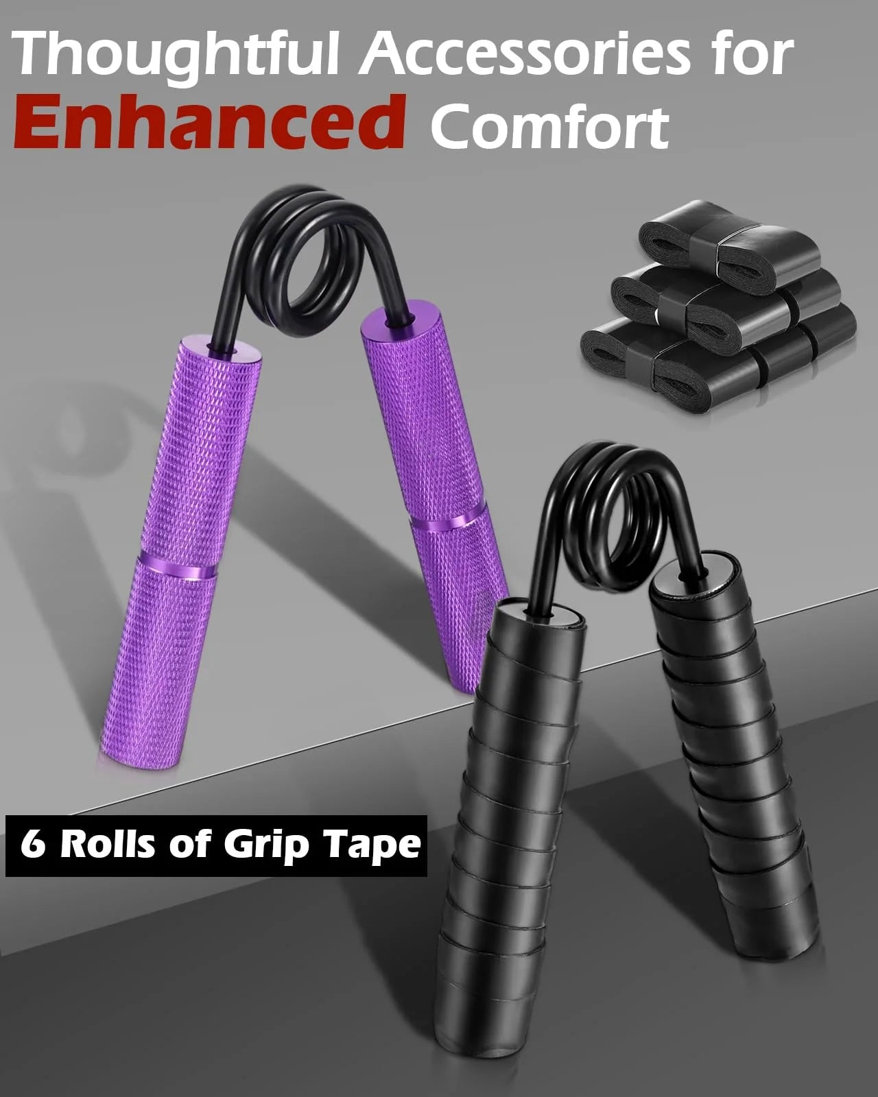 Adjustable Resistance Hand Grip Strengthener - Non-Slip Gripper for Wrist and Forearm Training - Set of 6