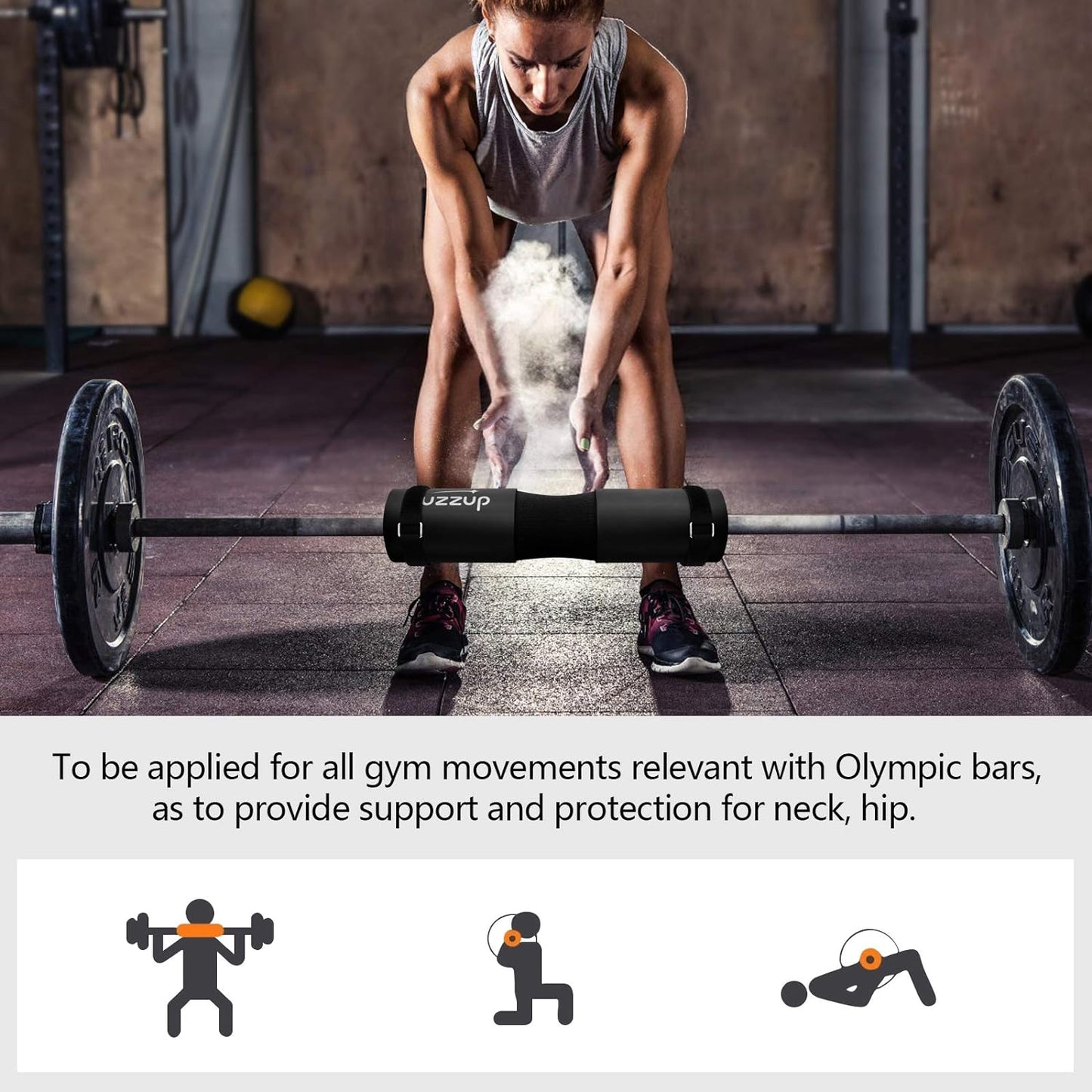 Barbell Pad for Squats and Hip Thrusts, Removable Cushion for Weight Bar Support and Protection