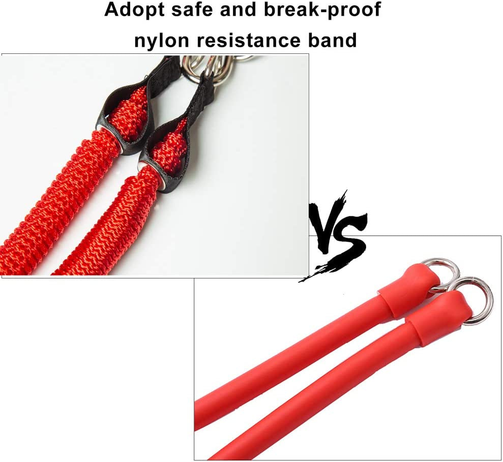 Portable Pilates Bar with Resistance Bands - Home Squat Bar Gym Workout Equipment for Men and Women (Red - 4 Resistance Bands)