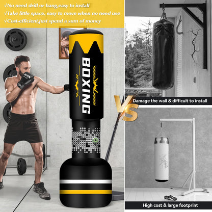 Professional Freestanding Heavy Bag for Adults - Inflatable Kickboxing and Boxing Training Equipment