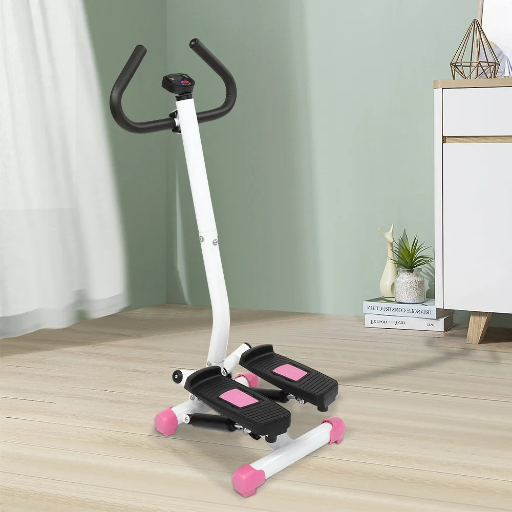 Mini Aerobic Stepper with Handle - Pink Stair Climber Fitness Machine