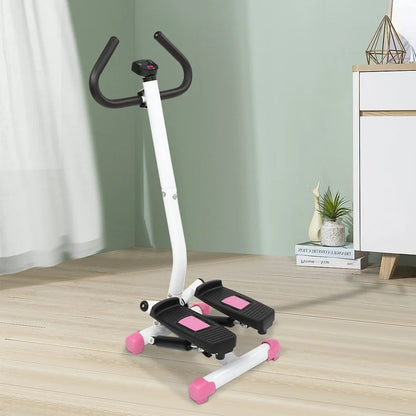 Mini Aerobic Stepper with Handle - Pink Stair Climber Fitness Machine