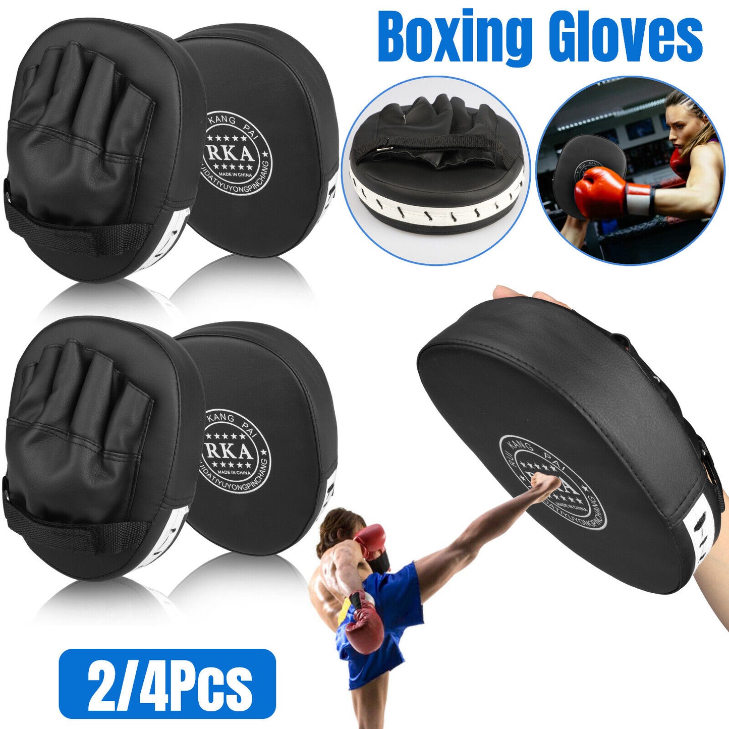 Boxing and MMA Focus Pads - 2/4 Piece PU Gloves Target Training Gear for Kickboxing